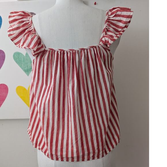 Zara trf collection tasseled red and white striped cotton tank top size small - Picture 4 of 12